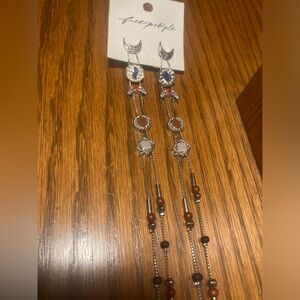 Free People Silver and Brown Celestial Earrings
